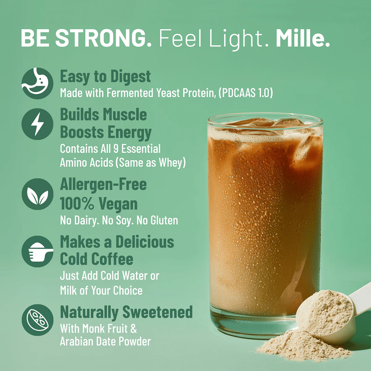 Mille Protein | 25g/Scoop | Coffee Hazelnut | Fermented Yeast Protein | No Bloat I Vegan | 500g - Image 4