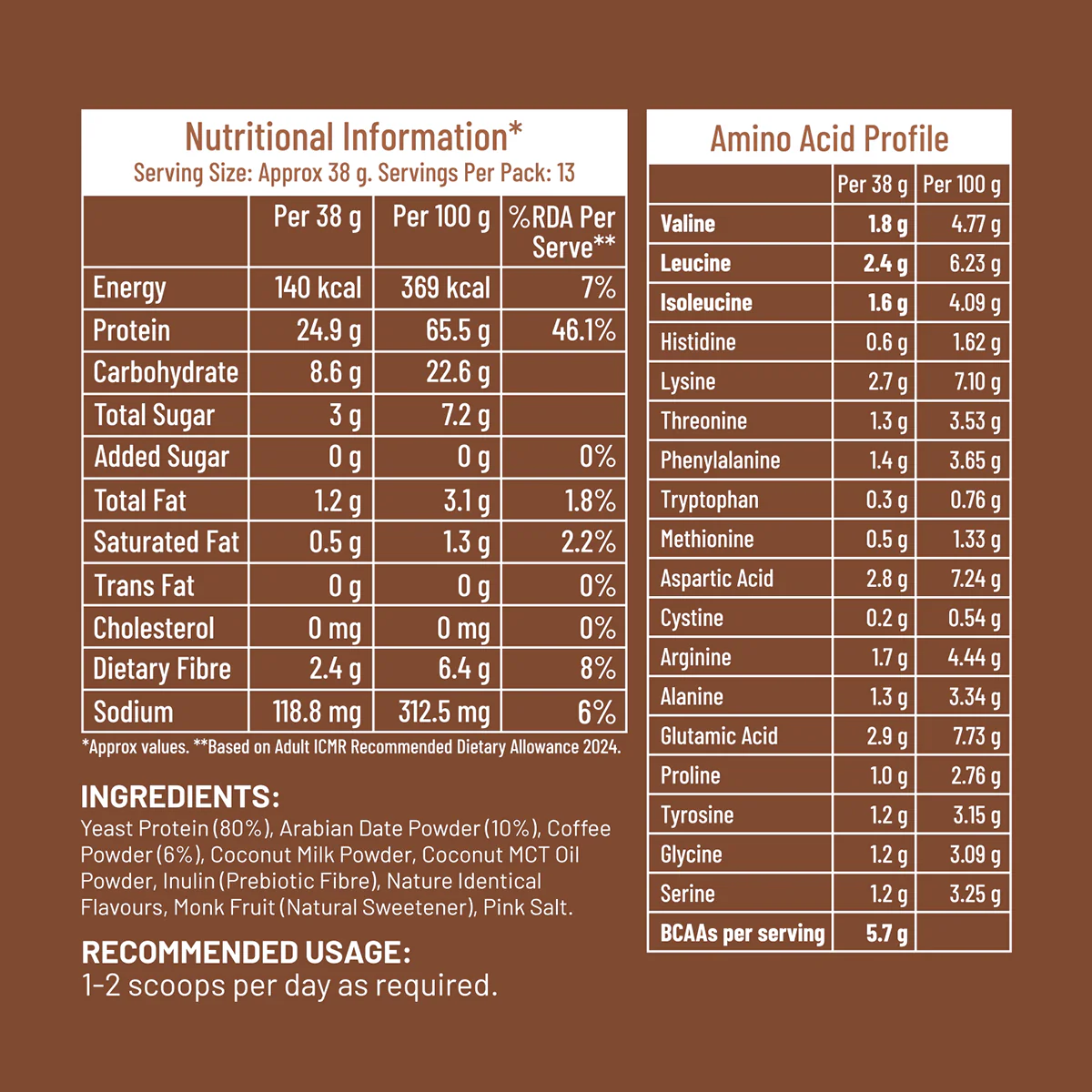 Mille Protein | 25g/Scoop | Coffee Hazelnut | Fermented Yeast Protein | No Bloat I Vegan | 500g - Image 7