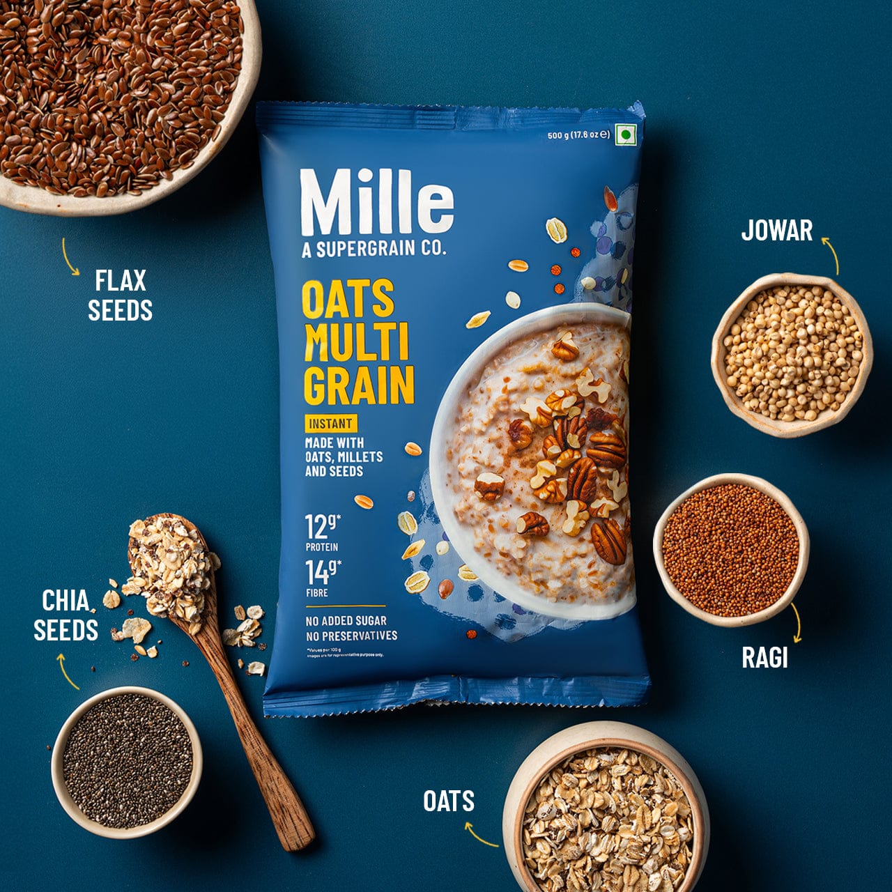 High Protein | Instant Multigrain Oats | Rolled Oats | High Fiber | 500g - Image 3