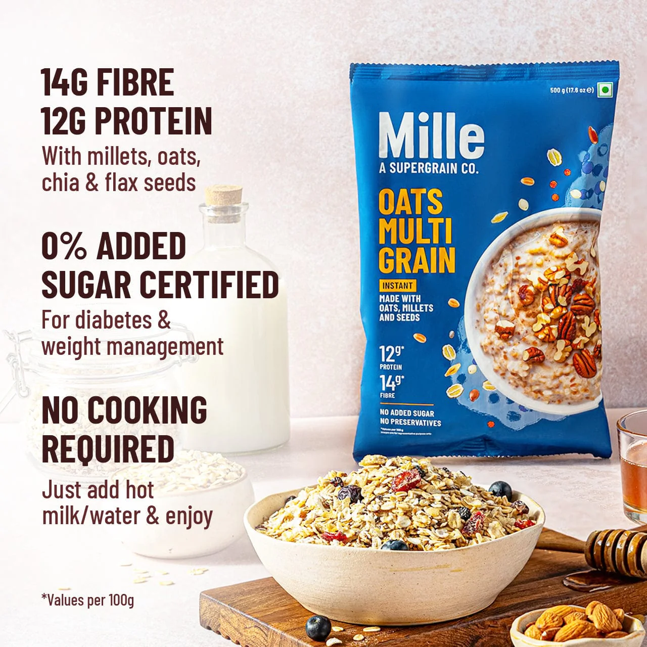 High Protein | Instant Multigrain Oats | Rolled Oats | High Fiber | 500g - Image 5